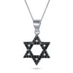 ⁦שרשרת כסף 925  תליון מגן דוד משובץ⁩ – תמונה ⁦2⁩