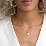 ⁦שרשרת כסף תליון פנינה⁩ – תמונה ⁦2⁩