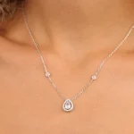 שרשרת כסף תליון סוליטר טיפה