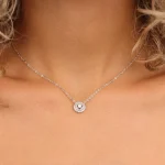 ⁦שרשרת כסף 925 עם תליון עגול משובץ אבני זירקון⁩ – תמונה ⁦4⁩