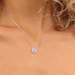 ⁦שרשרת כסף 925 עם תליון עגול משובץ אבני זירקון⁩ – תמונה ⁦3⁩