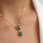 ⁦שרשרת כסף JETEM תליון שתי טיפות⁩ – תמונה ⁦2⁩
