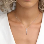 ⁦שרשרת כסף תליון שפיץ זרקונים⁩ – תמונה ⁦3⁩