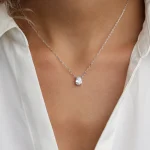 ⁦שרשרת כסף תליון אליפטי⁩ – תמונה ⁦3⁩