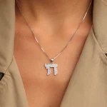 ⁦שרשרת כסף תליון חי משובץ⁩ – תמונה ⁦2⁩