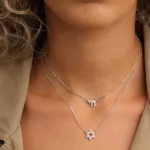 ⁦שרשרת כסף חי קטן משובץ⁩ – תמונה ⁦2⁩