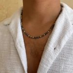 ⁦שרשרת לגבר חרוזים עין הנמר⁩ – תמונה ⁦2⁩