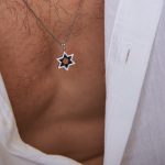 שרשרת כסף מגן דוד שיבוץ כפול